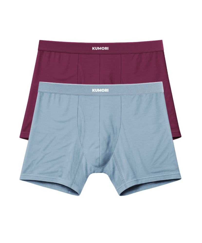Bamboo Boxer Briefs 2 Pack Light Blue & Maroon