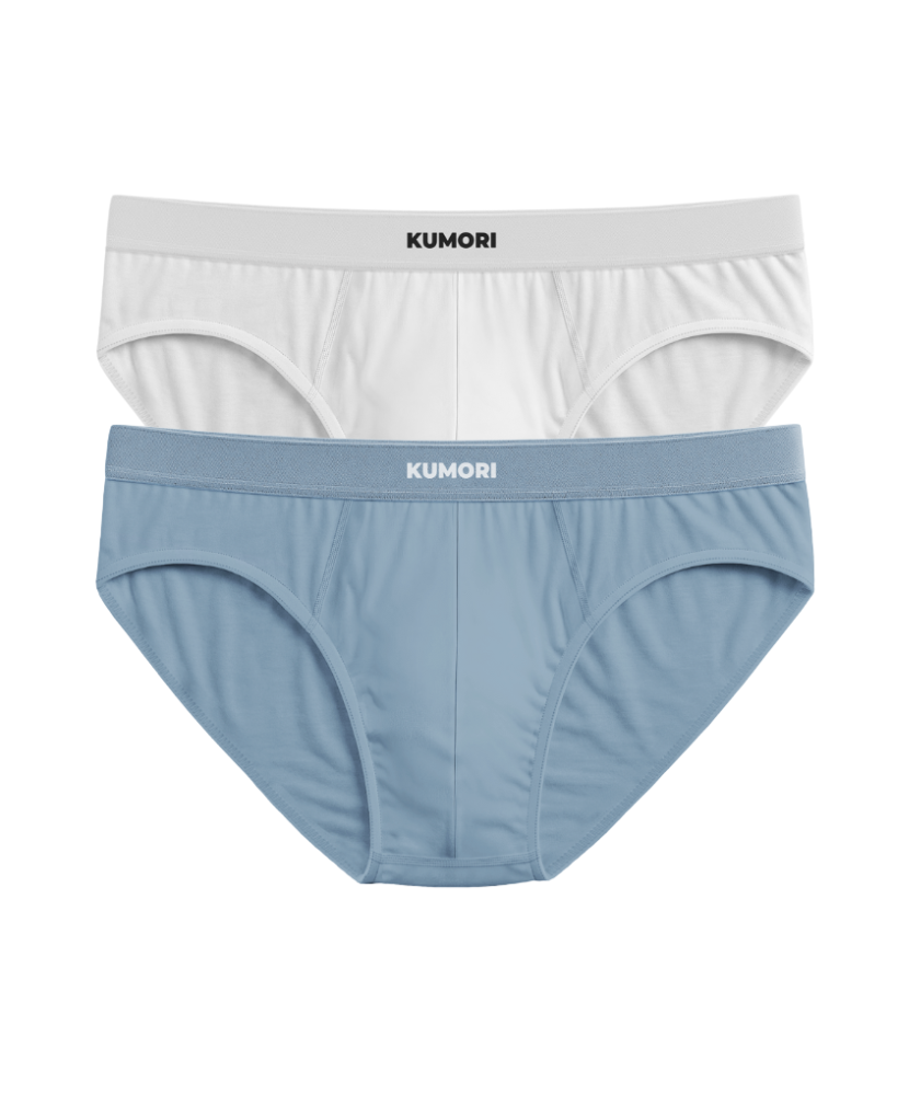 Bamboo Briefs 2 Pack White & Light Blue