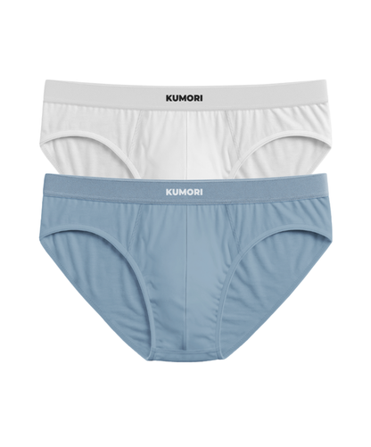 Bamboo Briefs 2 Pack White & Light Blue