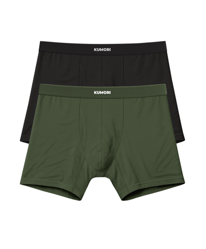 Bamboo Boxer Briefs 2 Pack Black & Olive