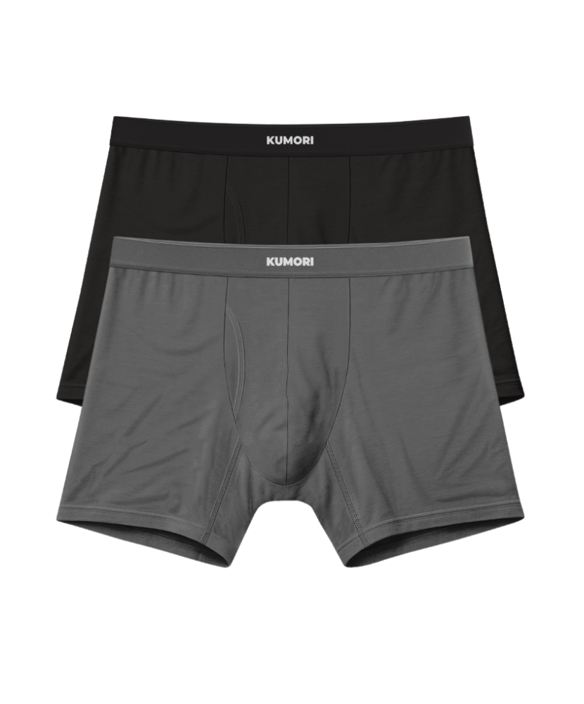 Bamboo Boxer Briefs 2 Pack Black & Grey