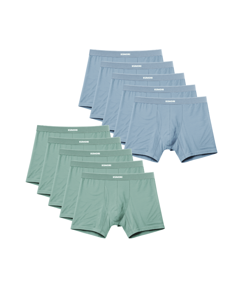 Bamboo Boxer Brief 5" (10-Pack) Light Blue & Mint
