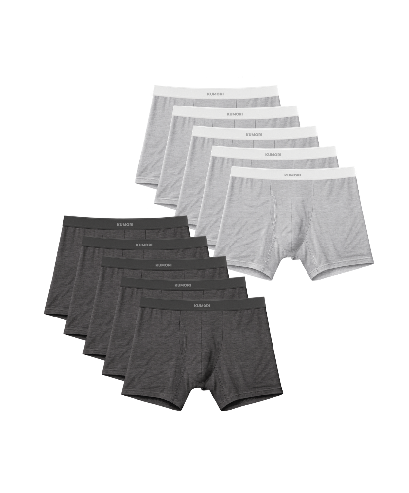 Bamboo Boxer Brief 5" (10-Pack) Dark & Light Heather Grey