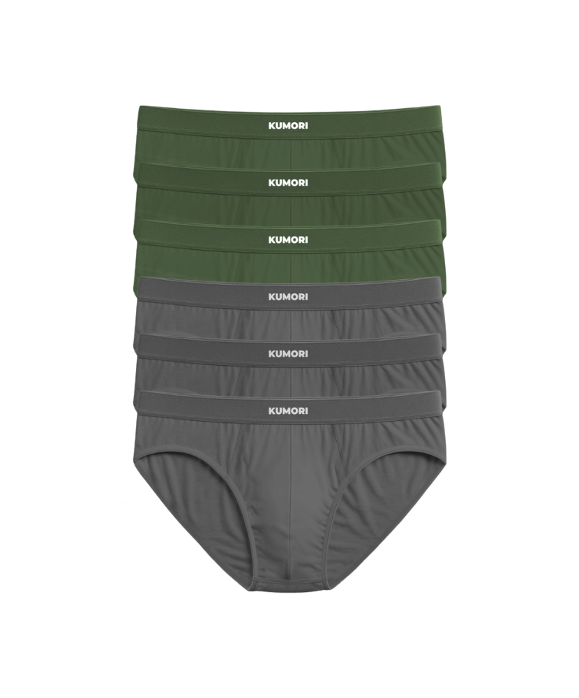 Bamboo Briefs 6-Pack Olive & Grey
