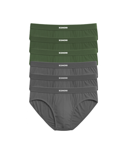 Bamboo Briefs 6-Pack Olive & Grey